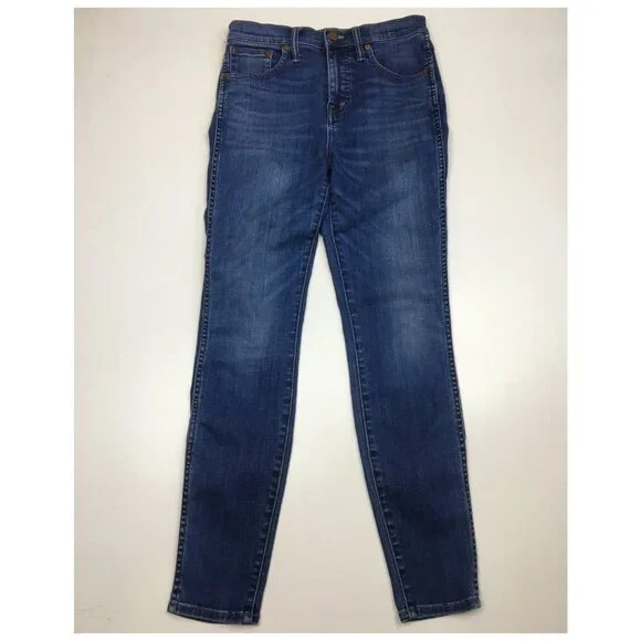 MADEWELL Med Wash 10" High Rise 5 Pocket Logo Hardware Skinny Jeans - Picture 1 of 12